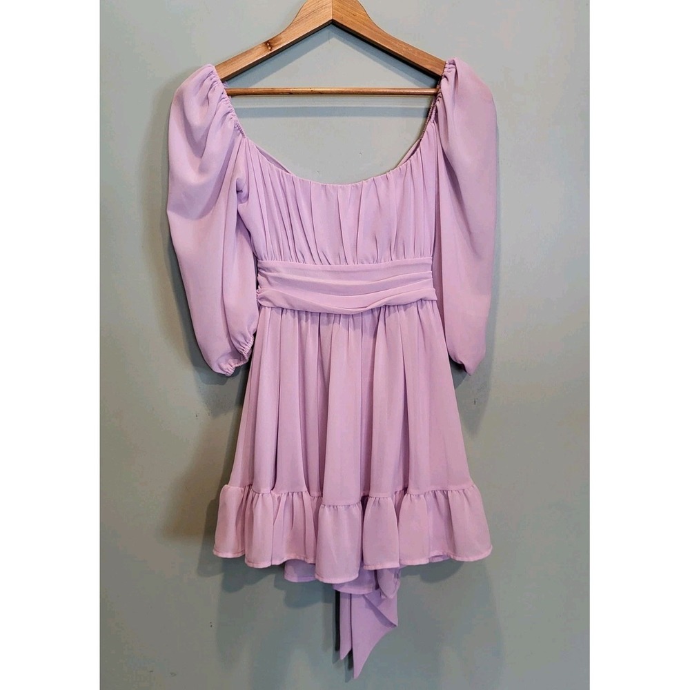 Lucy In The Sky Neia Purple Milkmaid Fairy Feminine Coquette Mini Dress Sz S